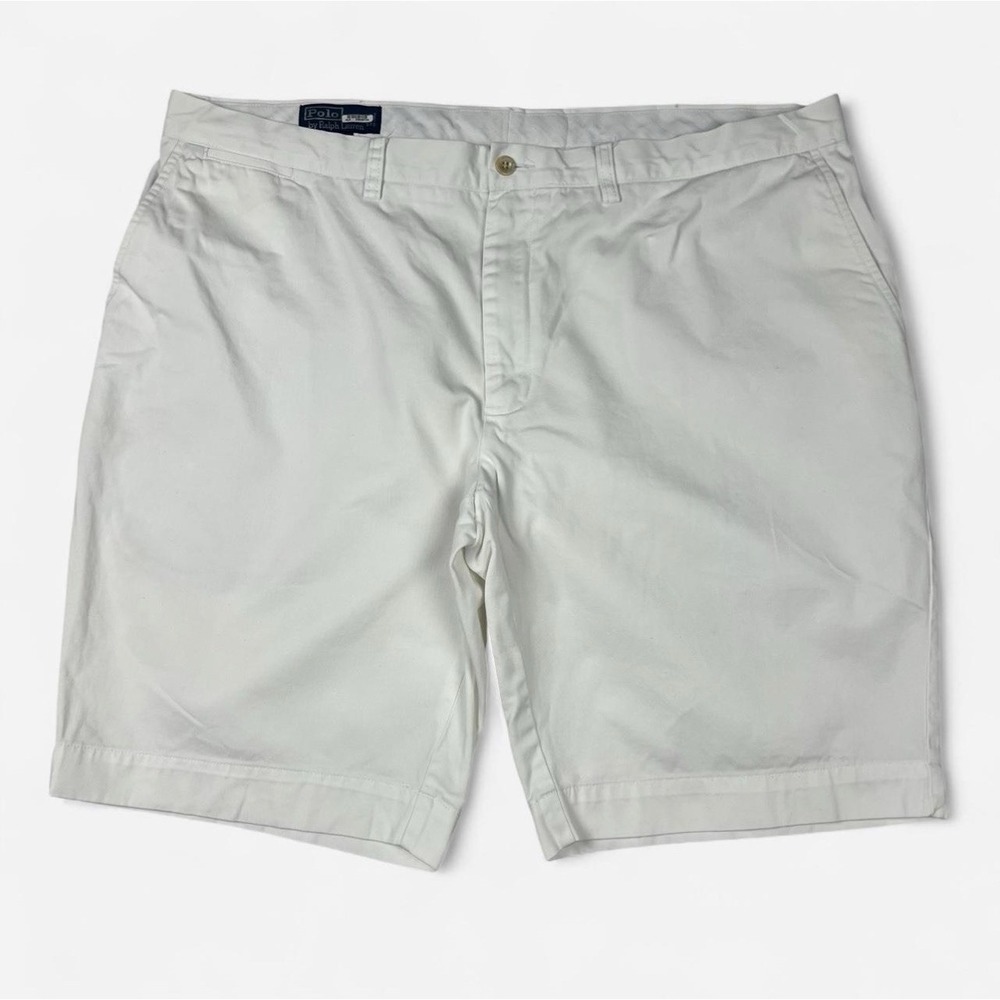 Polo Ralph Lauren White Chino Shorts Flat Front Cuffed Pony Logo W42